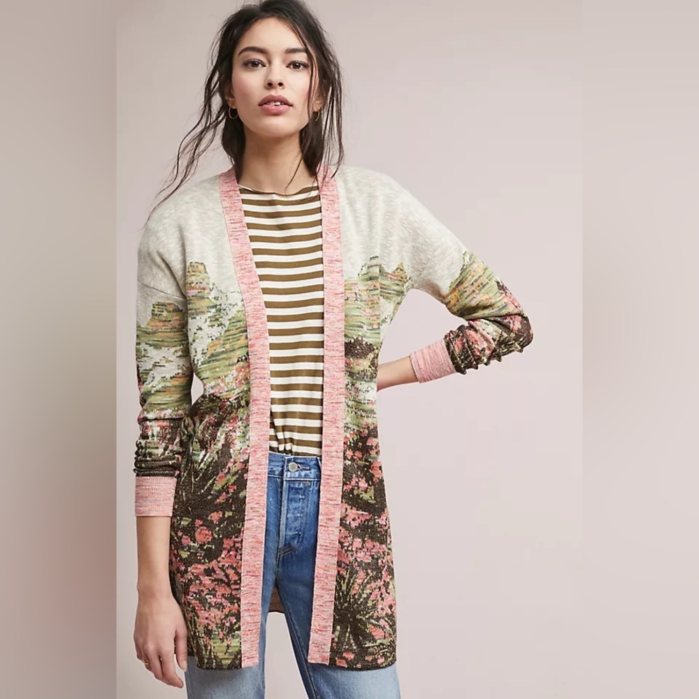 Anthropologie Ett:Twa Landscape Intarsia Cardigan size XXS